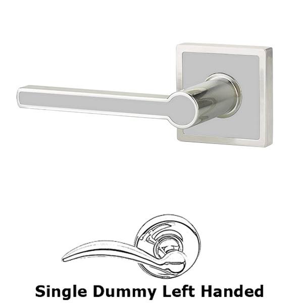 Emtek Single Dummy Left Handed Cayman Door Lever With Trinidad Rose in Satin Nickel with Calypso Silver