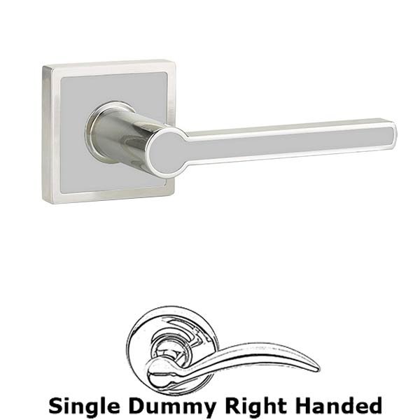 Emtek Single Dummy Right Handed Cayman Door Lever With Trinidad Rose in Satin Nickel with Calypso Silver
