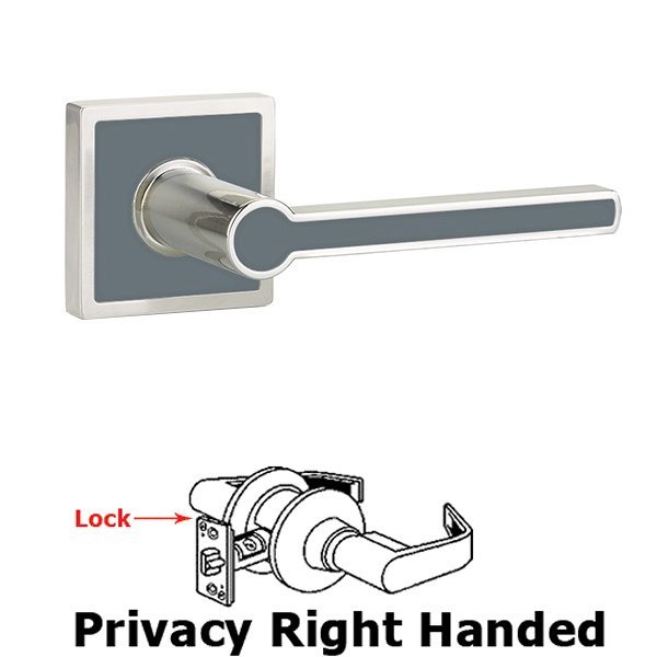 Emtek Privacy Right Handed Cayman Door Lever With Trinidad Rose in Satin Nickel with Graphite Grey