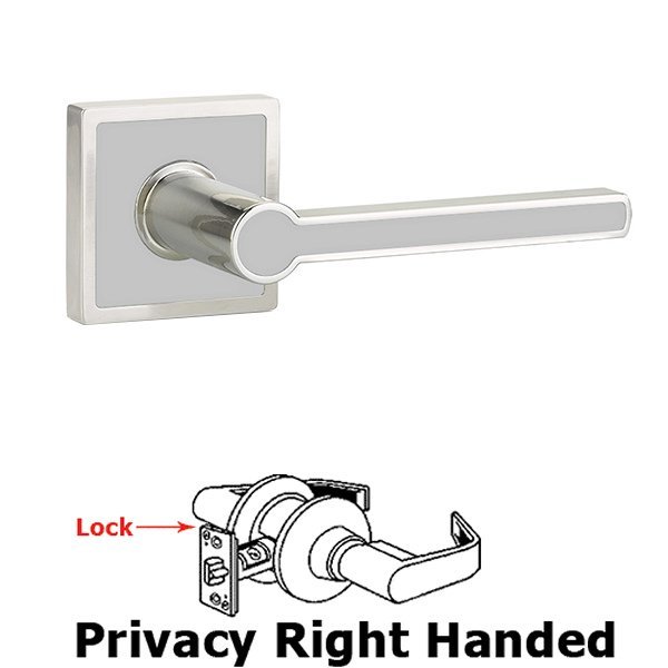 Emtek Privacy Right Handed Cayman Door Lever With Trinidad Rose in Satin Nickel with Calypso Silver