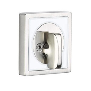 Emtek Martinique Inlayed Single Sided Deadbolt in Pearl White