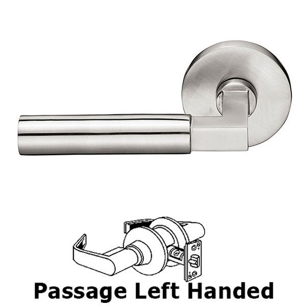 Emtek Hercules Right Hand Passage Door Lever and Brushed Stainless Steel Disk Rose with Concealed Screws