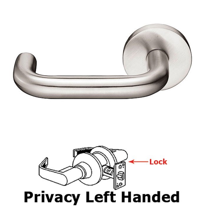 Emtek Cologne Left Hand Privacy Door Lever and Brushed Stainless Steel Disk Rose with Concealed Screws