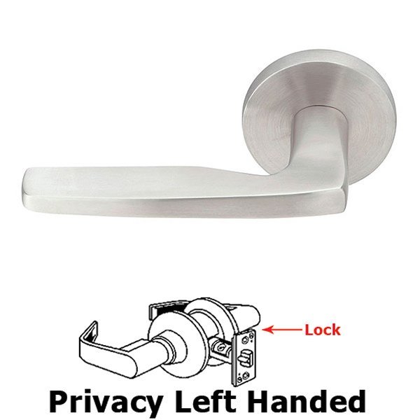 Emtek Hermes Left Hand Privacy Door Lever and Brushed Stainless Steel Disk Rose with Concealed Screws