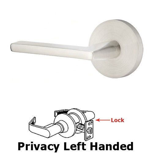 Emtek Helios Left Hand Privacy Door Lever and Brushed Stainless Steel Disk Rose with Concealed Screws