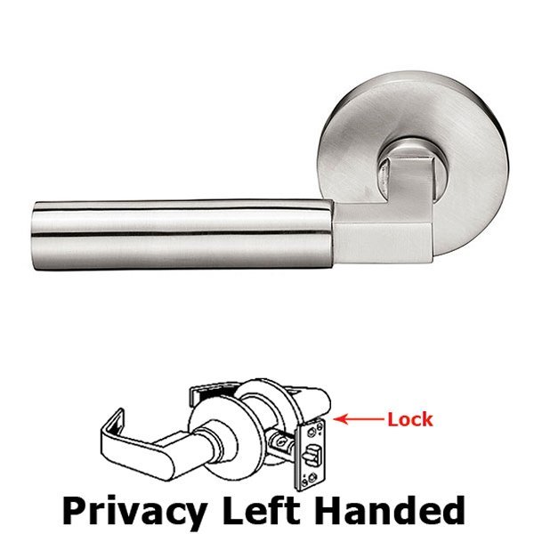 Emtek Hercules Left Hand Privacy Door Lever and Brushed Stainless Steel Disk Rose with Concealed Screws