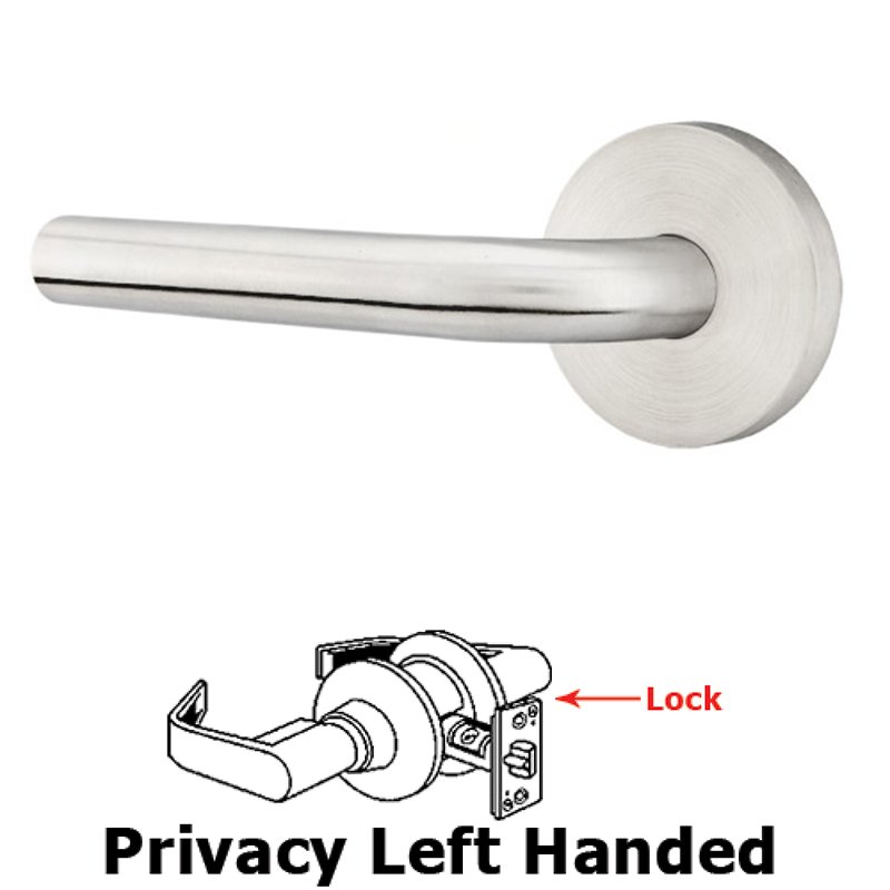 Emtek Kiel Left Hand Privacy Door Lever With Brushed Stainless Steel Disk Rose