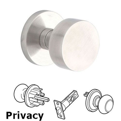 Emtek Round Privacy Door Knob With Brushed Stainless Steel Disk Rose