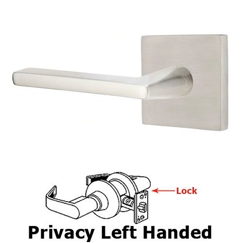 Emtek Helios Right Hand Privacy Door Lever With Brushed Stainless Steel Square Rose