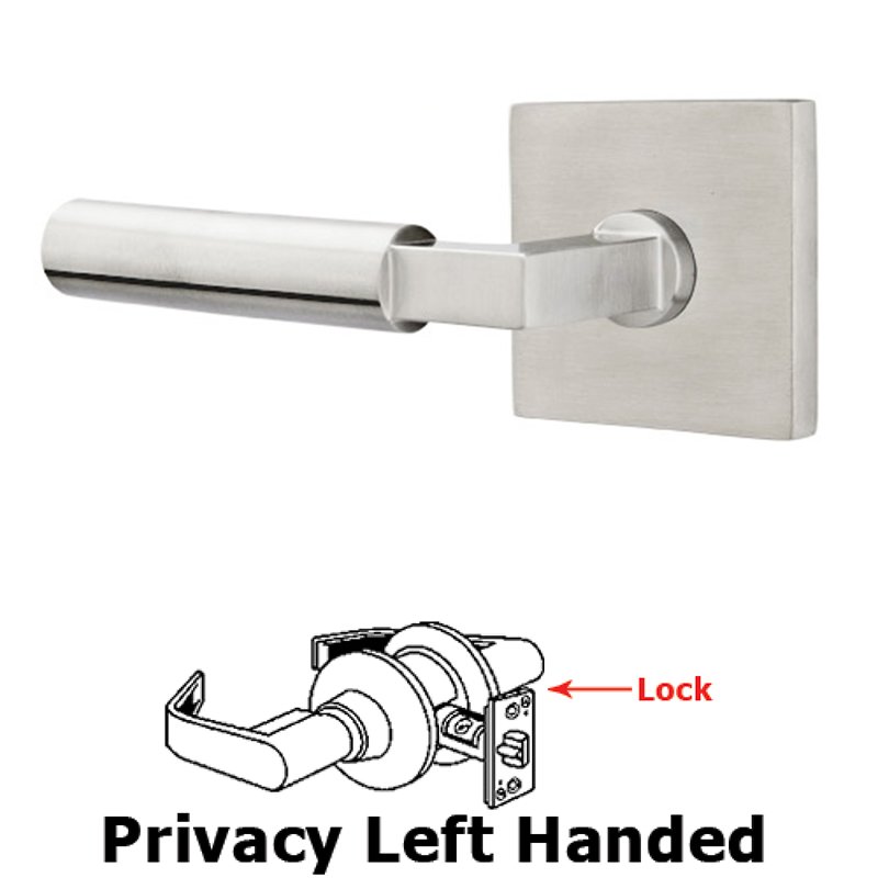 Emtek Hercules Left Hand Privacy Door Lever With Brushed Stainless Steel Square Rose