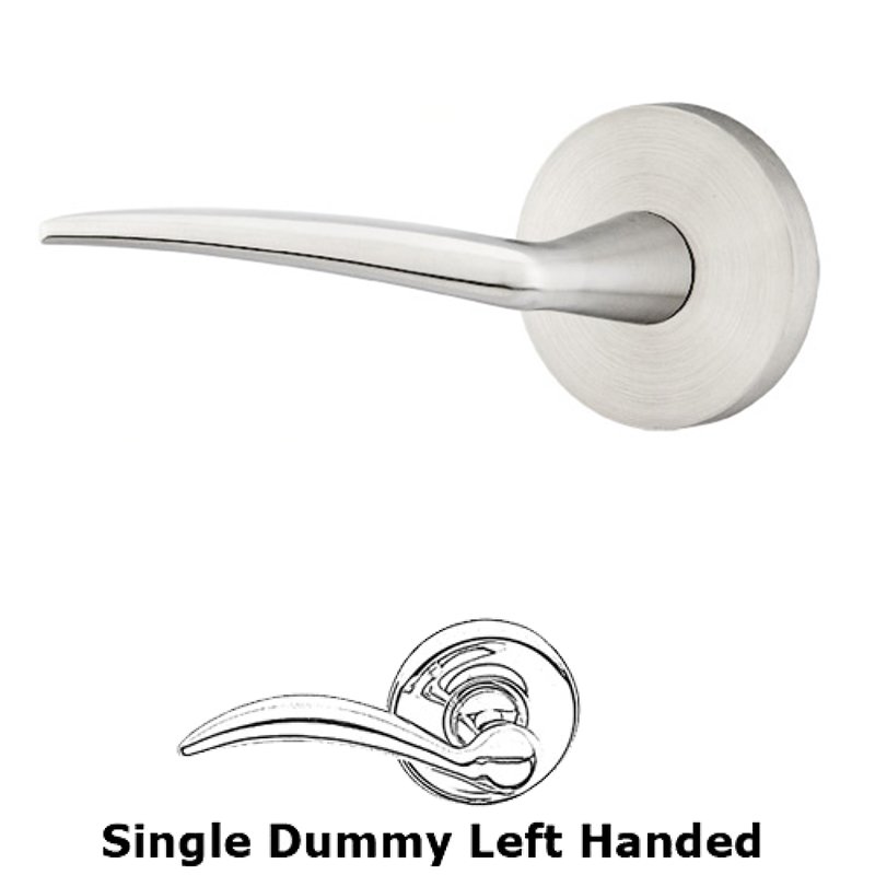 Emtek Single Dummy Left Handed Poseidon Door Lever With Brushed Stainless Steel Disk Rose