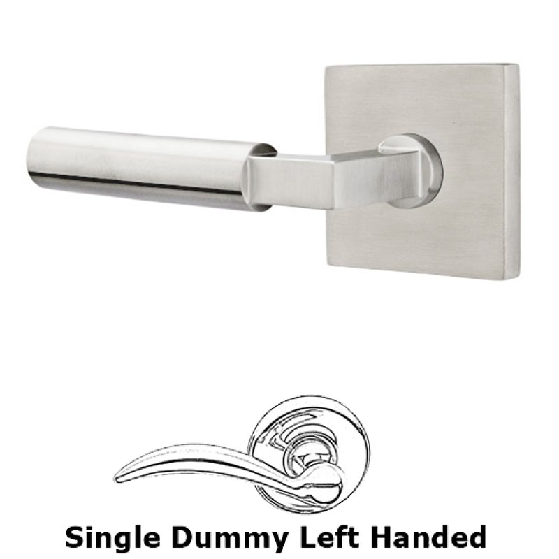Emtek Single Dummy Left Handed Hercules Door Lever With Brushed Stainless Steel Square Rose
