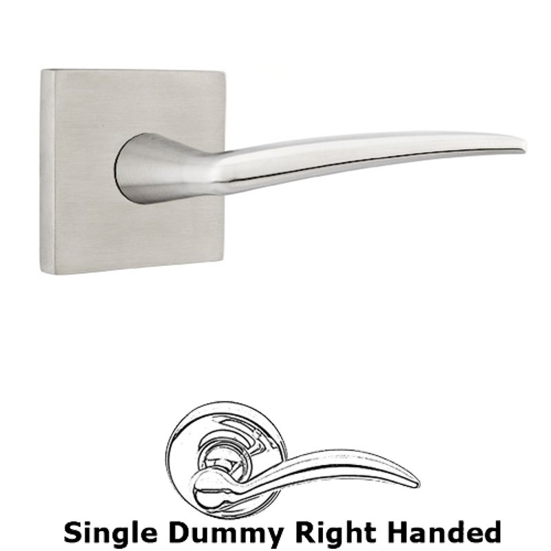 Emtek Single Dummy Right Handed Poseidon Door Lever With Brushed Stainless Steel Square Rose