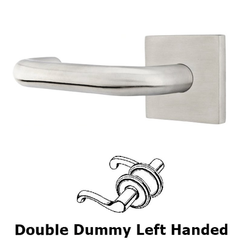 Emtek Cologne Left Hand Double Dummy Door Lever With Brushed Stainless Steel Square Rose