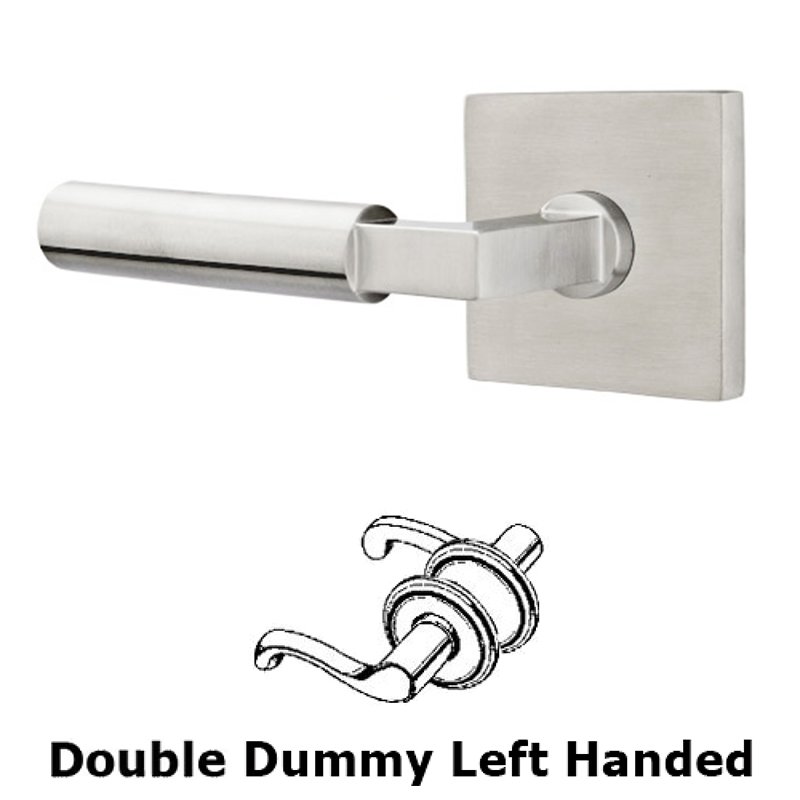 Emtek Hercules Left Hand Double Dummy Door Lever With Brushed Stainless Steel Square Rose