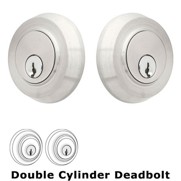 Emtek Round Stainless Double Cylinder Deadbolt in Brushed Stainless Steel