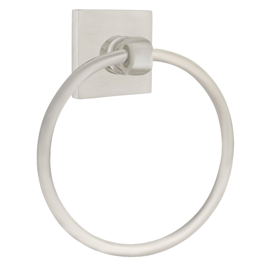 Emtek Square Towel Ring in Brushed Stainless Steel