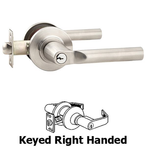 Emtek Keyed Right Handed Hanover Lever With SS Disc in Brushed Stainless Steel