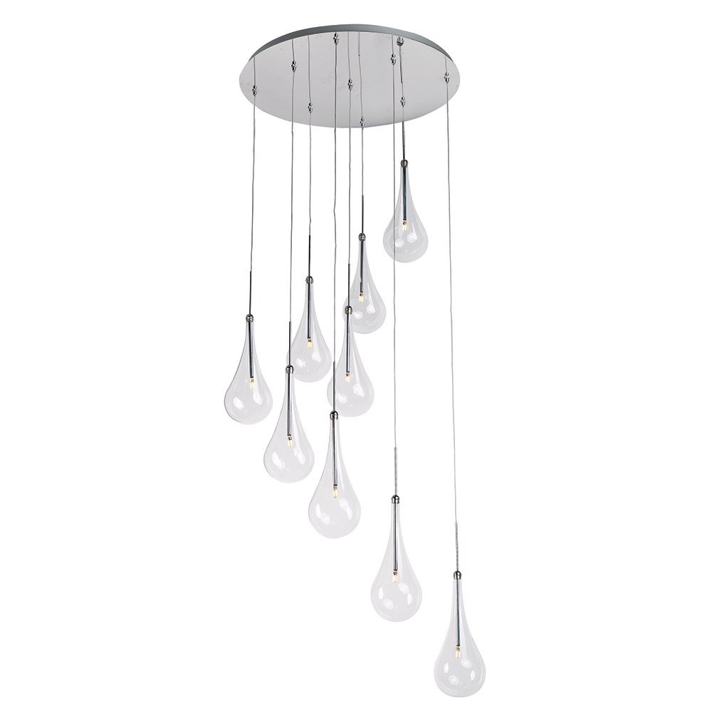 ET2 Lighting Single Pendant in Polished Chrome with Clear Glass