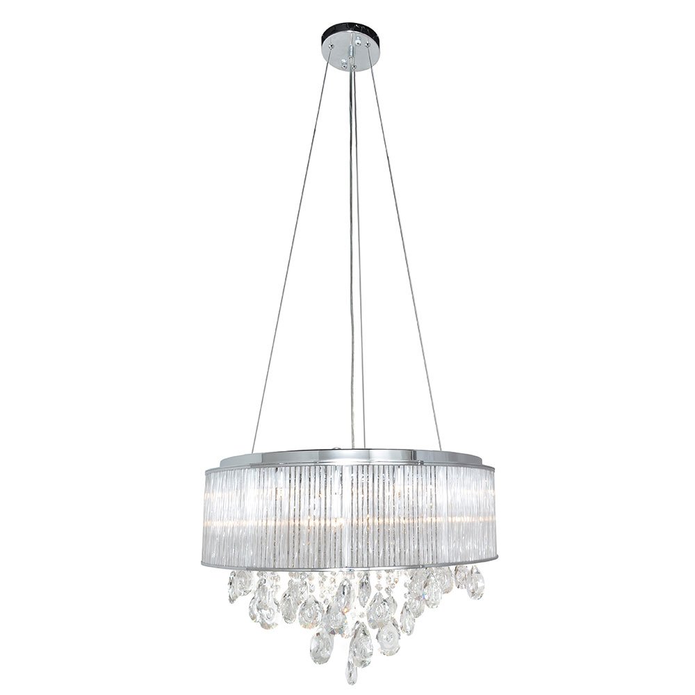 ET2 Lighting 10 Light Pendant in Polished Chrome with Clear Glass