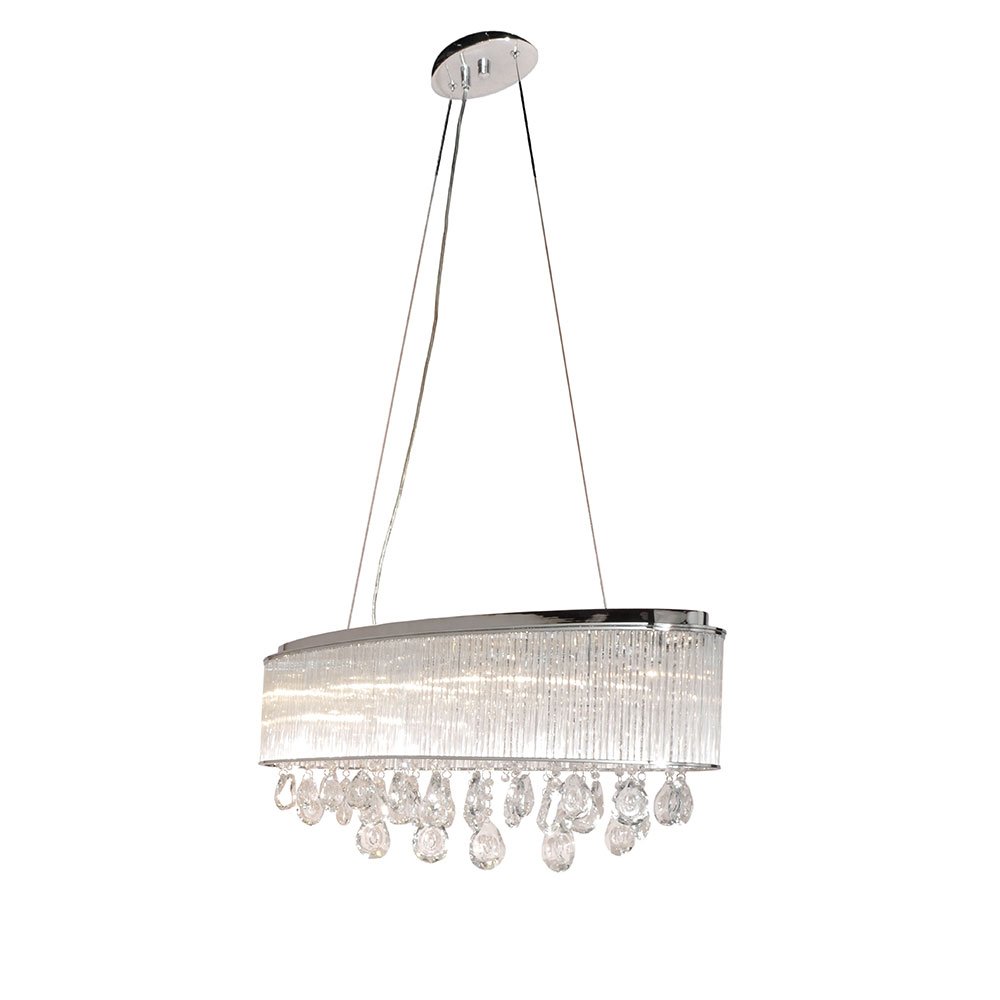 ET2 Lighting 7 Light Pendant in Polished Chrome with Clear Glass