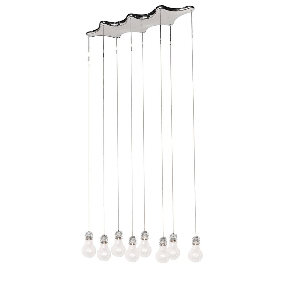ET2 Lighting 8 Light Linear Pendant in Polished Chrome with Clear Glass