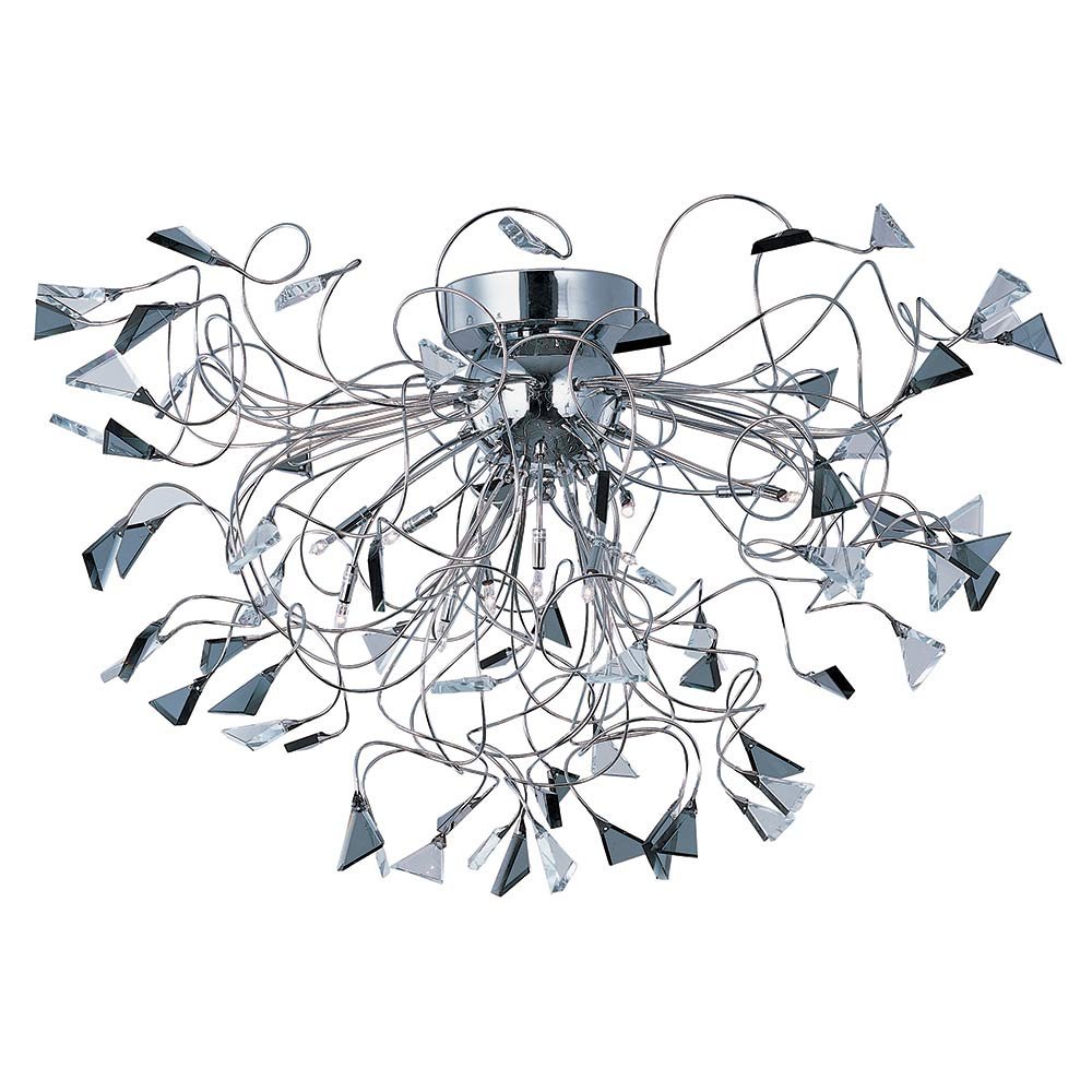 ET2 Lighting Flush Mount in Polished Chrome with Smoke Glass