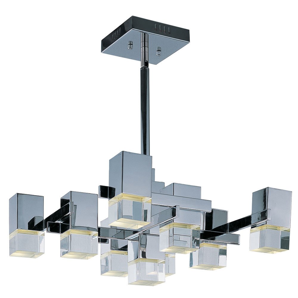 ET2 Lighting 9 Light Pendant in Polished Chrome with Clear Acrylic Glass