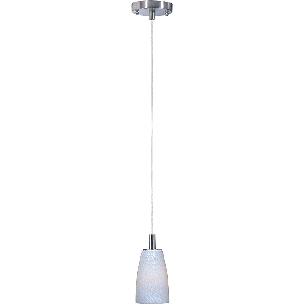 ET2 Lighting Single Pendant in Satin Nickel with White Ripple Glass