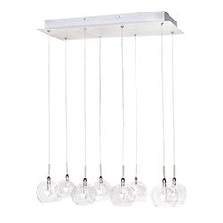 ET2 Lighting 23 1/2" 8-Light Pendant in Satin Nickel with Clear Glass