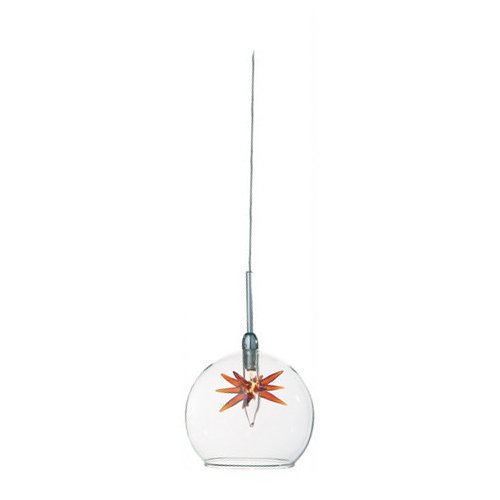 ET2 Lighting 4" 1-Light Pendant in Satin Nickel with Clear/Amber Glass