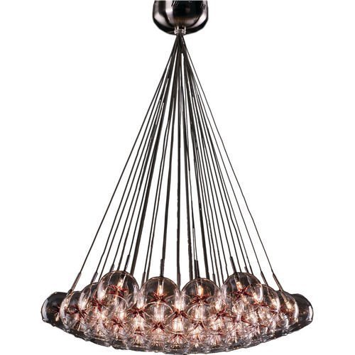 ET2 Lighting 33" 37-Light Chandelier in Satin Nickel with Clear/Amber Glass