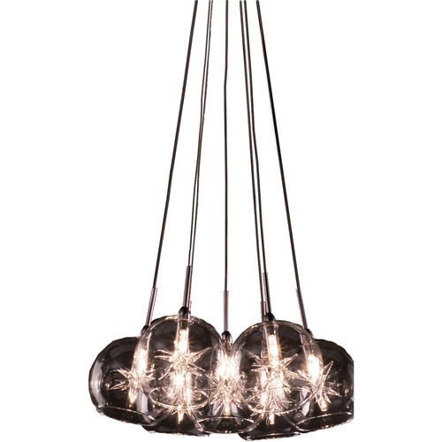 ET2 Lighting 12" 7-Light Chandelier in Satin Nickel with Clear Glass
