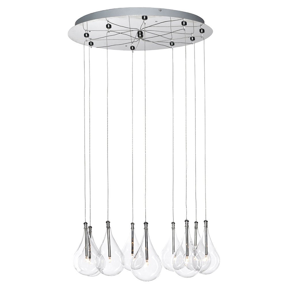 ET2 Lighting 22" 9-Light Chandelier in Polished Chrome with Clear Glass