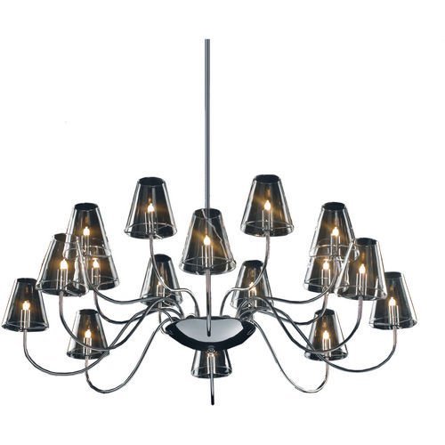 ET2 Lighting 39 1/2" 16-Light Chandelier in Polished Chrome with Clear Glass
