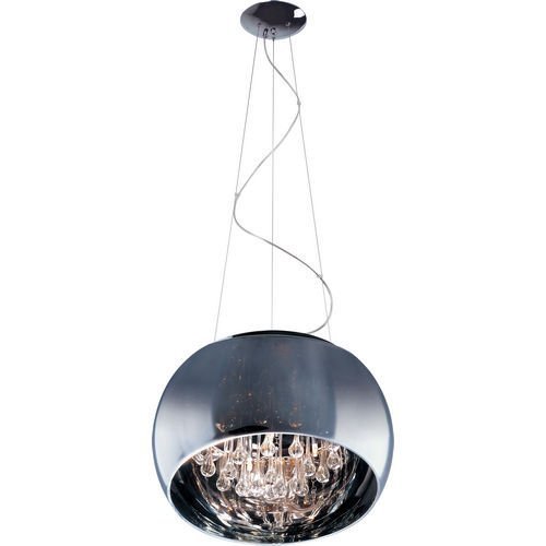 ET2 Lighting 15 3/4" 6-Light Pendant in Polished Chrome with Mirror Chrome Glass