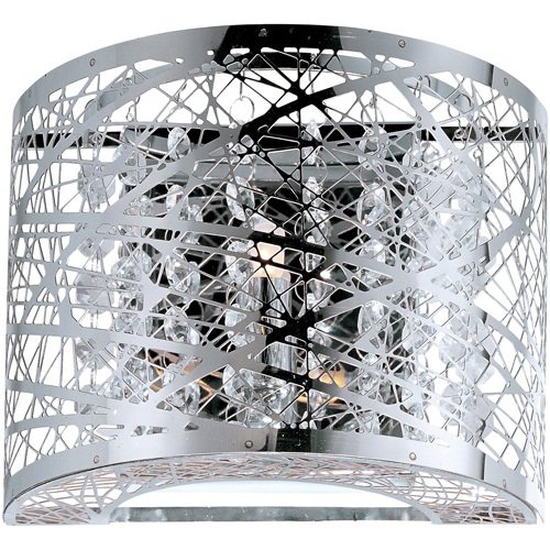 ET2 Lighting 7 3/4" 1-Light Wall Sconce in Polished Chrome with Crystal and Steel Web Metal Shade