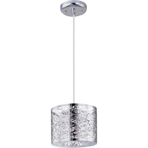 ET2 Lighting 7 3/4" 1-Light Mini Pendant in Polished Chrome with Crystal and Steel Web Metal Shade
