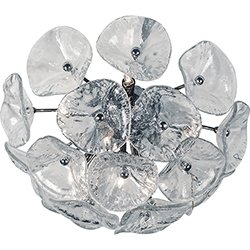 ET2 Lighting 16 1/2" 8-Light Flush Mount in Clear Murano Glass with Clear Murano