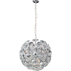 ET2 Lighting 22 1/2" 20-Light Pendant in Polished Chrome with Clear Murano
