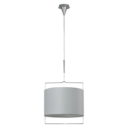 ET2 Lighting 17 1/2" 1-Light Pendant in Satin Nickel / Polished Chrome with White Fabric Shade