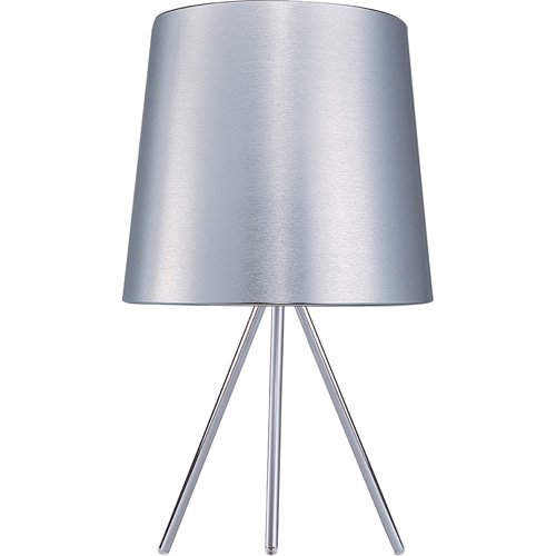 ET2 Lighting 16" 1-Light Table Lamp in Polished Chrome with Brushed Aluminum Metal Shade