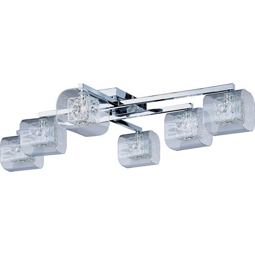 ET2 Lighting 39" 6-Light Flush Mount Fixture in Polished Chrome with Clear Glass