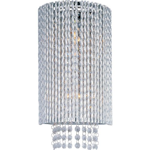 ET2 Lighting 7 1/2" 2-Light Wall Mount Fixture in Polished Chrome with Crystal