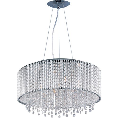 ET2 Lighting 22 1/2" 10-Light Single Pendant in Polished Chrome with Crystal