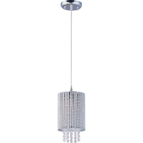 ET2 Lighting 6" 1-Light Single Pendant in Polished Chrome with Crystal