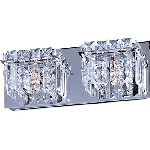 ET2 Lighting 13 1/4" 2-Light Wall Mount Fixture in Polished Chrome with Crystal