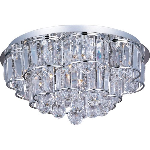 ET2 Lighting 18" 12-Light Flush Mount Fixture in Polished Chrome with Crystal