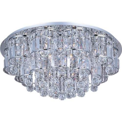 ET2 Lighting 26" 20-Light Flush Mount Fixture in Polished Chrome with Crystal