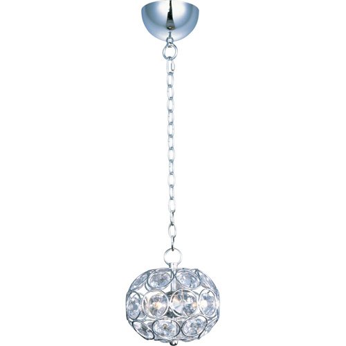 ET2 Lighting 8" 3-Light Single Pendant in Polished Chrome with Crystal